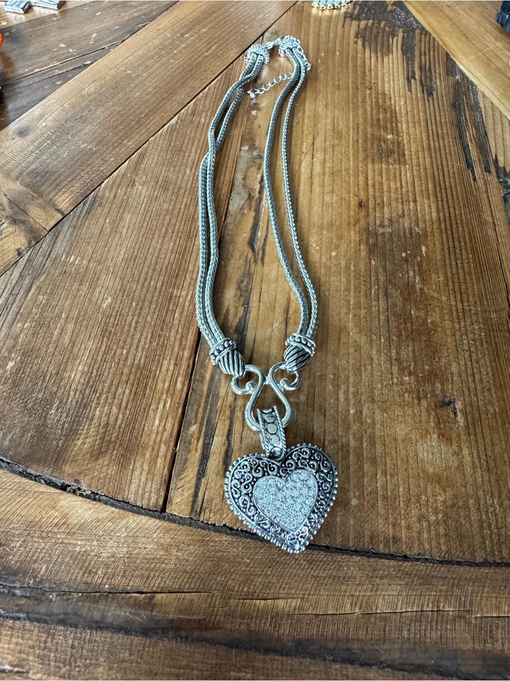 Lia Sophia Silver-Tone Heart Pendant Necklace